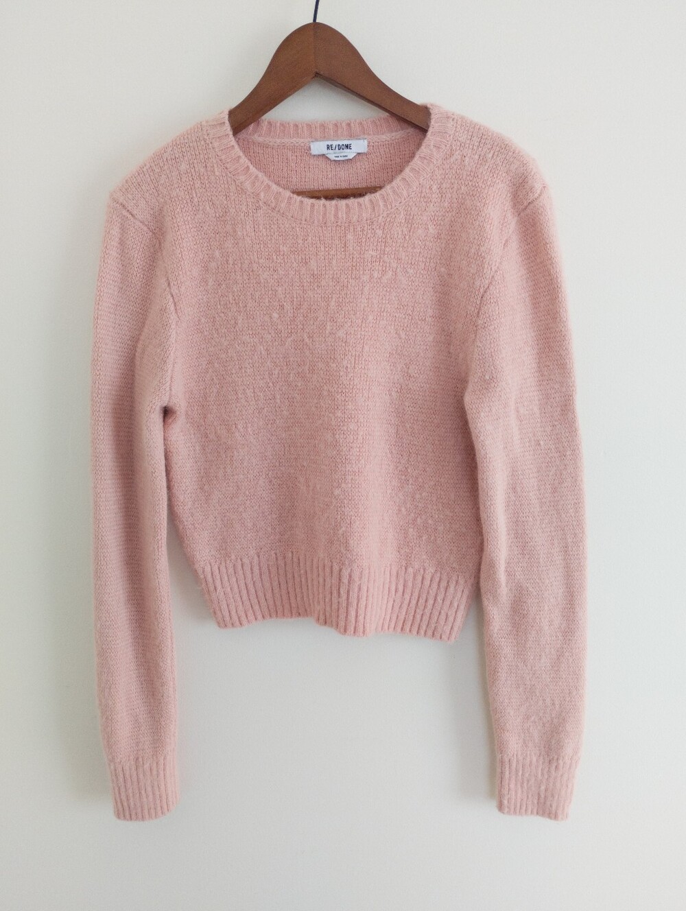 RE/DONE 60s Shrunken Alpaca Wool Blend Sweater Pink Champagne Medium